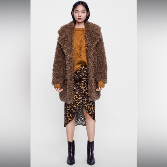 Zara Outerwear NWOT Woman Soft Faux Fur Brown Teddy Winter Coat - Picture 1 of 7